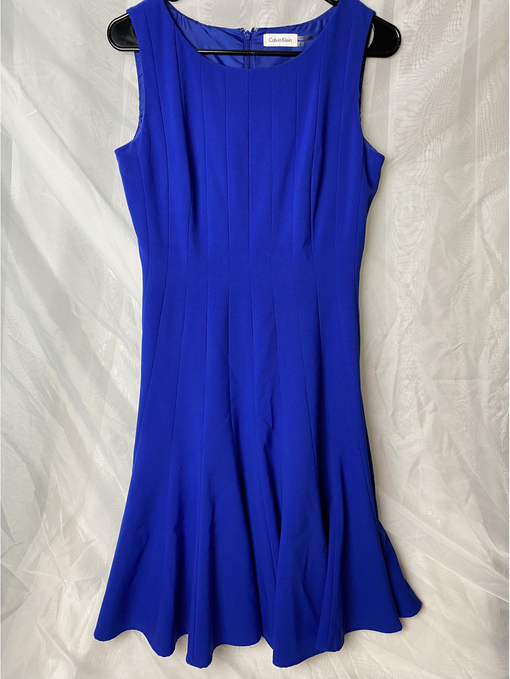 Calvin Klein sleeveless fit and flare blue dress